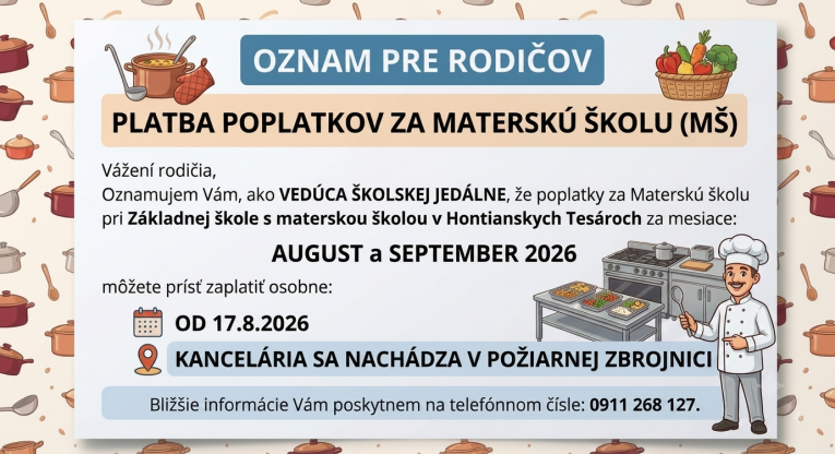 Oznam pre rodičov
