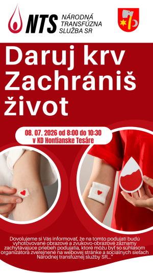 Daruj krv 08. 07. 2026